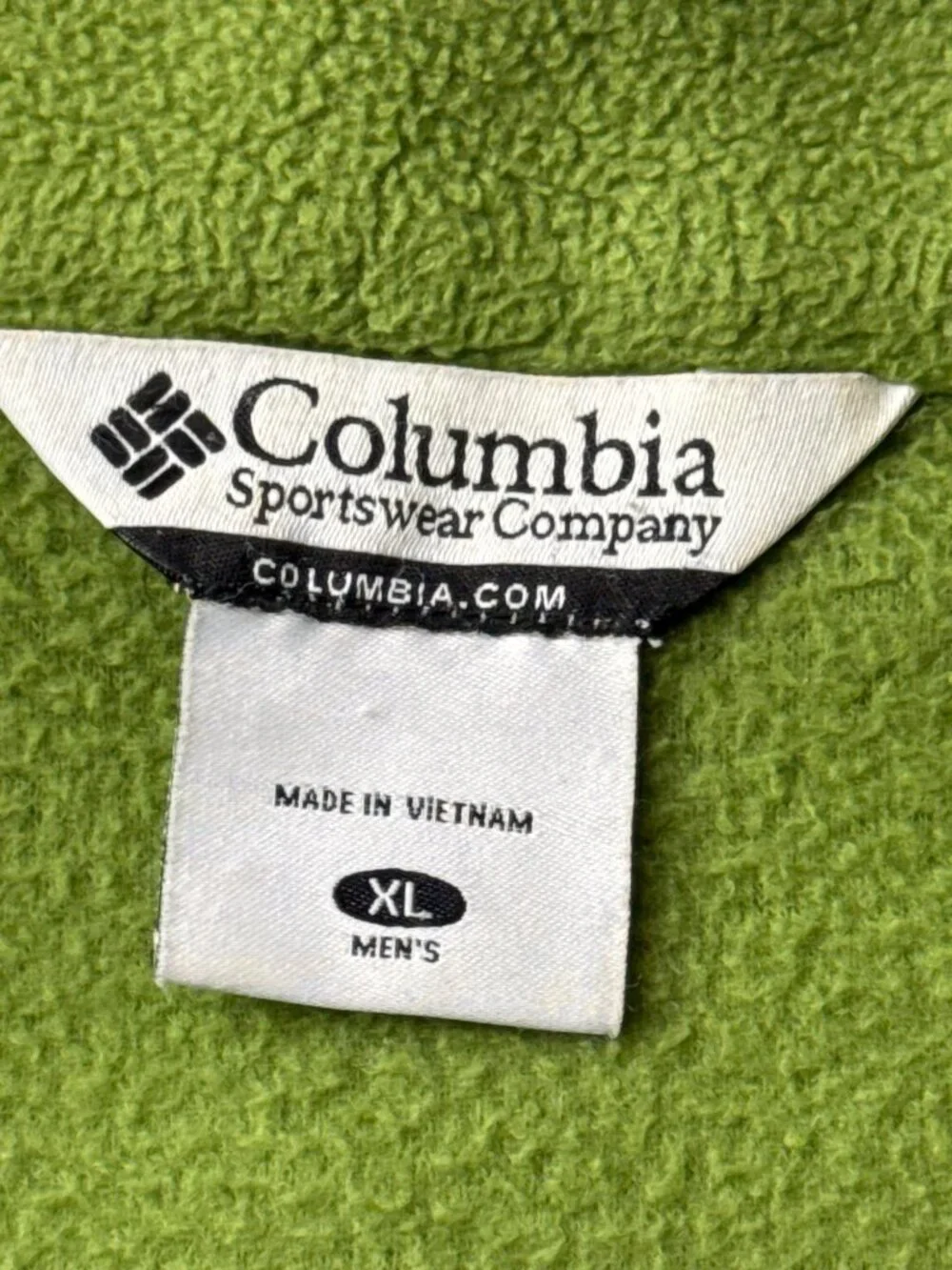 Columbia Sportswear Men's XL Green Full Zip Fleece Jacket Drawcord Hem Outdoor